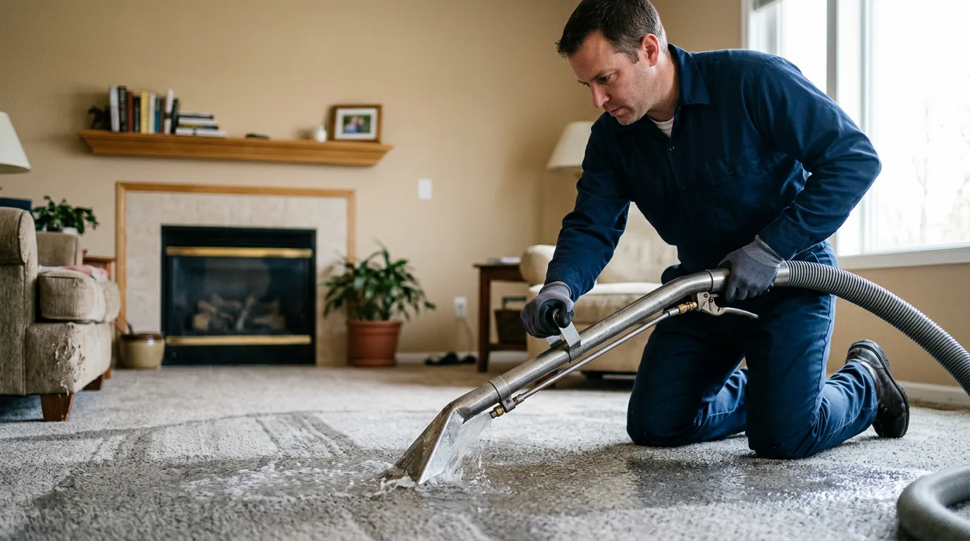 Water damage restoration technician working near Moatsville, WV